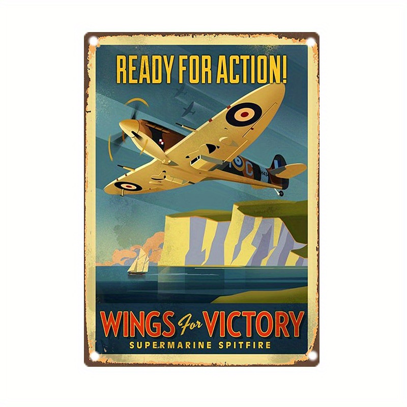 Home Cinema Classic - Panneau métallique vintage Supermarine Spitfire, -